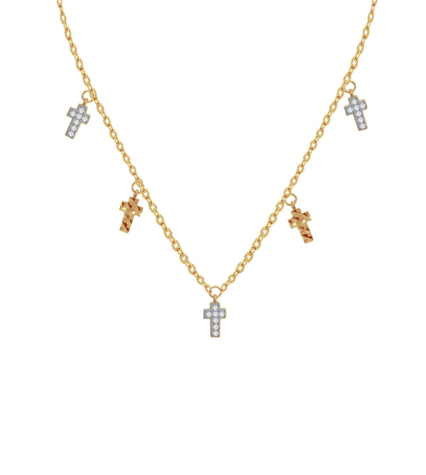 Gargantilla Oro 10k, con Dijes de Cruces de 8 mm, 45 cm Largo - Infiniti Joyas