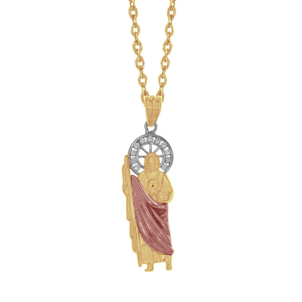 Cadena Oro 10k de 45 cm de Largo, San Judas Tadeo Oro Florentino, 4 cm alto, Largo 0.9 mm - Infiniti Joyas