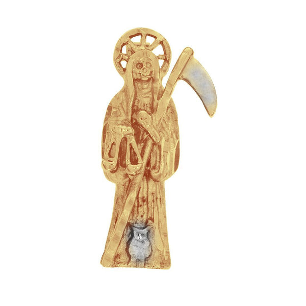 Dije Santa Muerte, 3.2 cm de alto, 1 cm Largo, Oro 10k - Infiniti Joyas