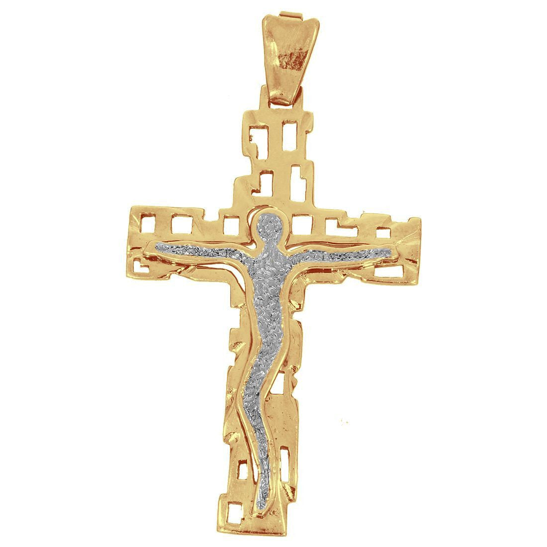 Dije Oro 10k, Cruz con Cristo, 5.5 cm de alto, Largo 3 cm, Oro 10k - Infiniti Joyas