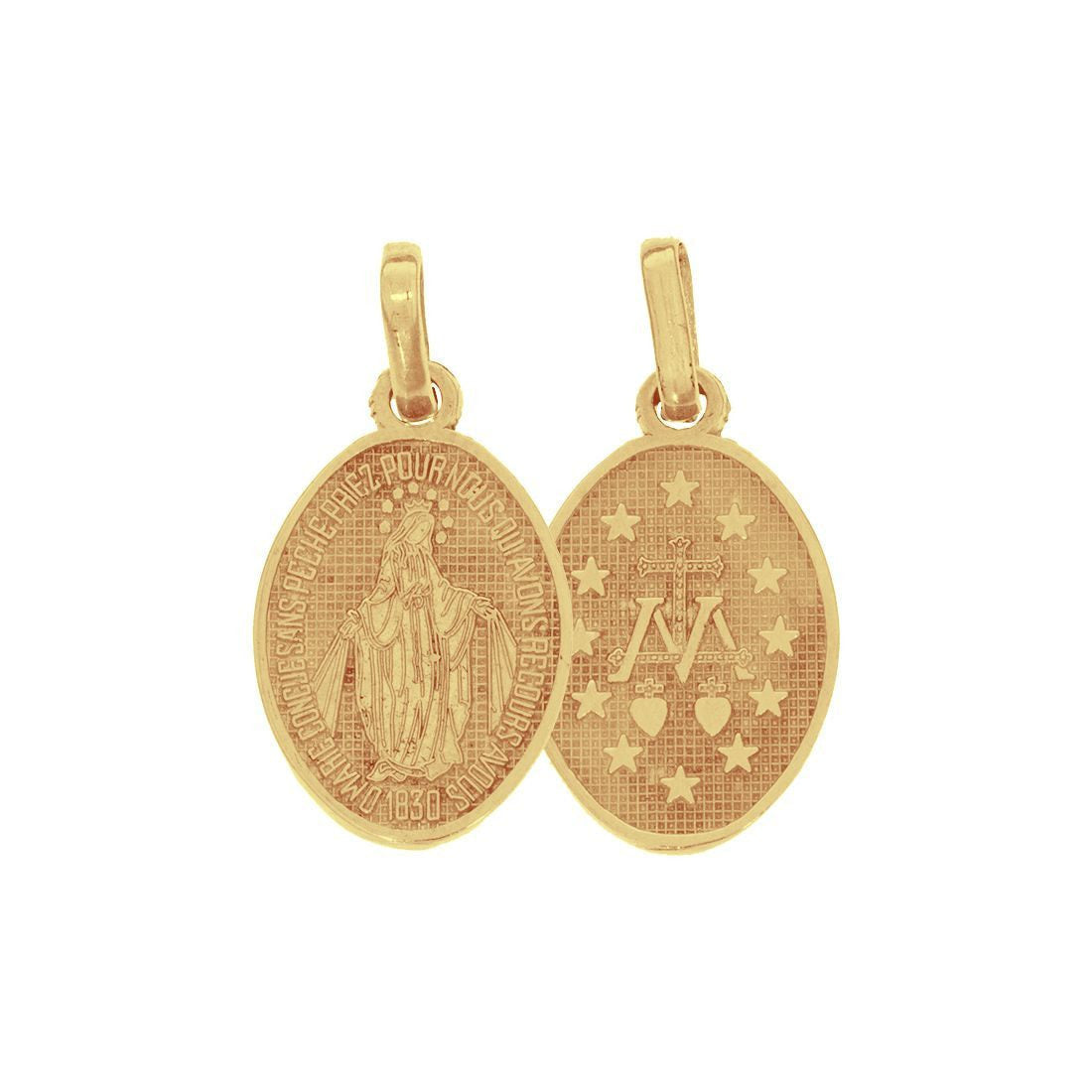 Medalla Virgen MilagRosa, 2.5 cm alto, 1.2 cm Largo, Oro 10k - Infiniti Joyas