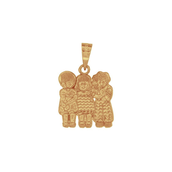 El regalo perfecto para Mamá. Dije Oro 10k, dos niñas un niño, 2.5 cm alto, Largo 1.5 cm, Oro 10k - Infiniti Joyas