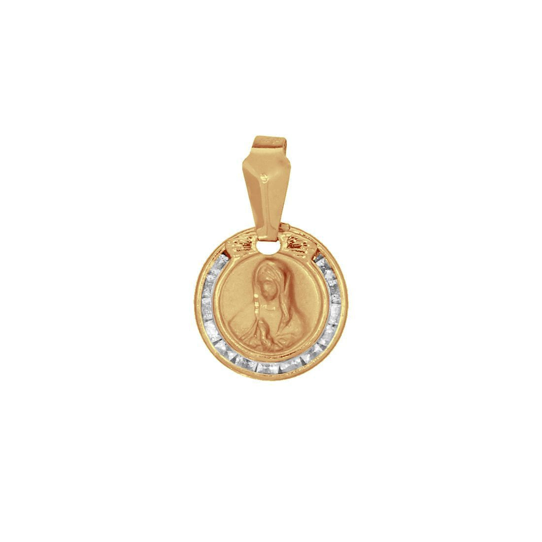 Medalla Virgen Guadalupe Busto Oro 10k, con Zirconias, 1.5 cm alto, Largo 1 cm, Oro 10k - Infiniti Joyas