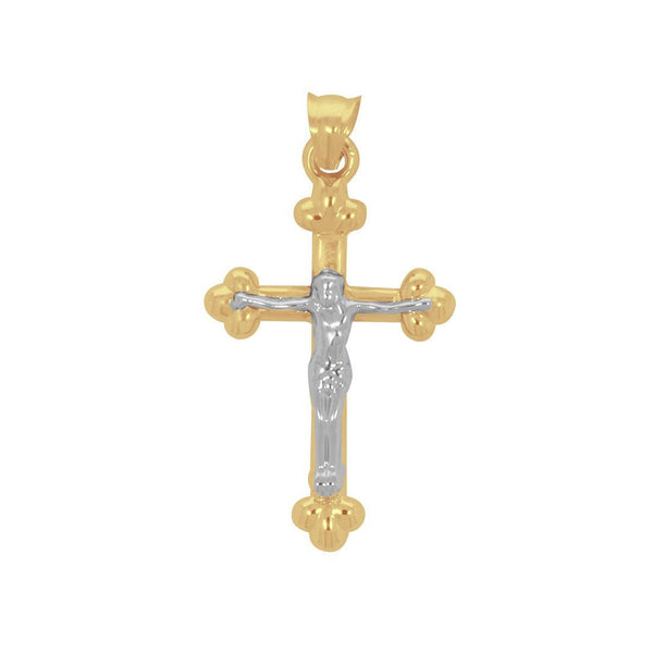 Dije Oro 10k, Cruz con Cristo Oro Combinado Blanco/Amarillo - Infiniti Joyas