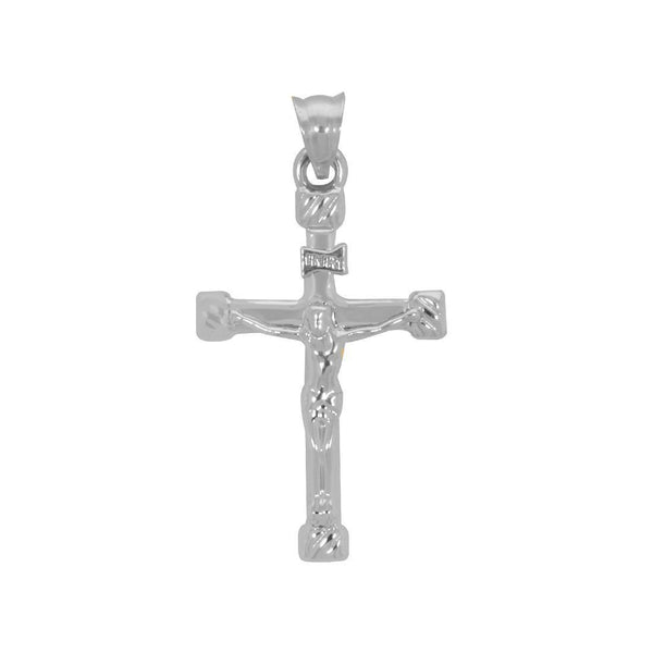 Dije Oro Blanco 10k, Cruz con Cristo - Infiniti Joyas