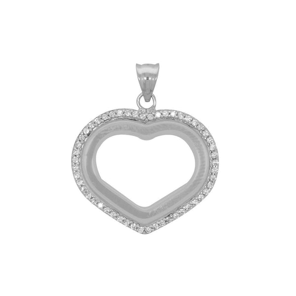 Dije Oro Blanco 10k, Corazón con Zirconias, Oro 10k - Infiniti Joyas