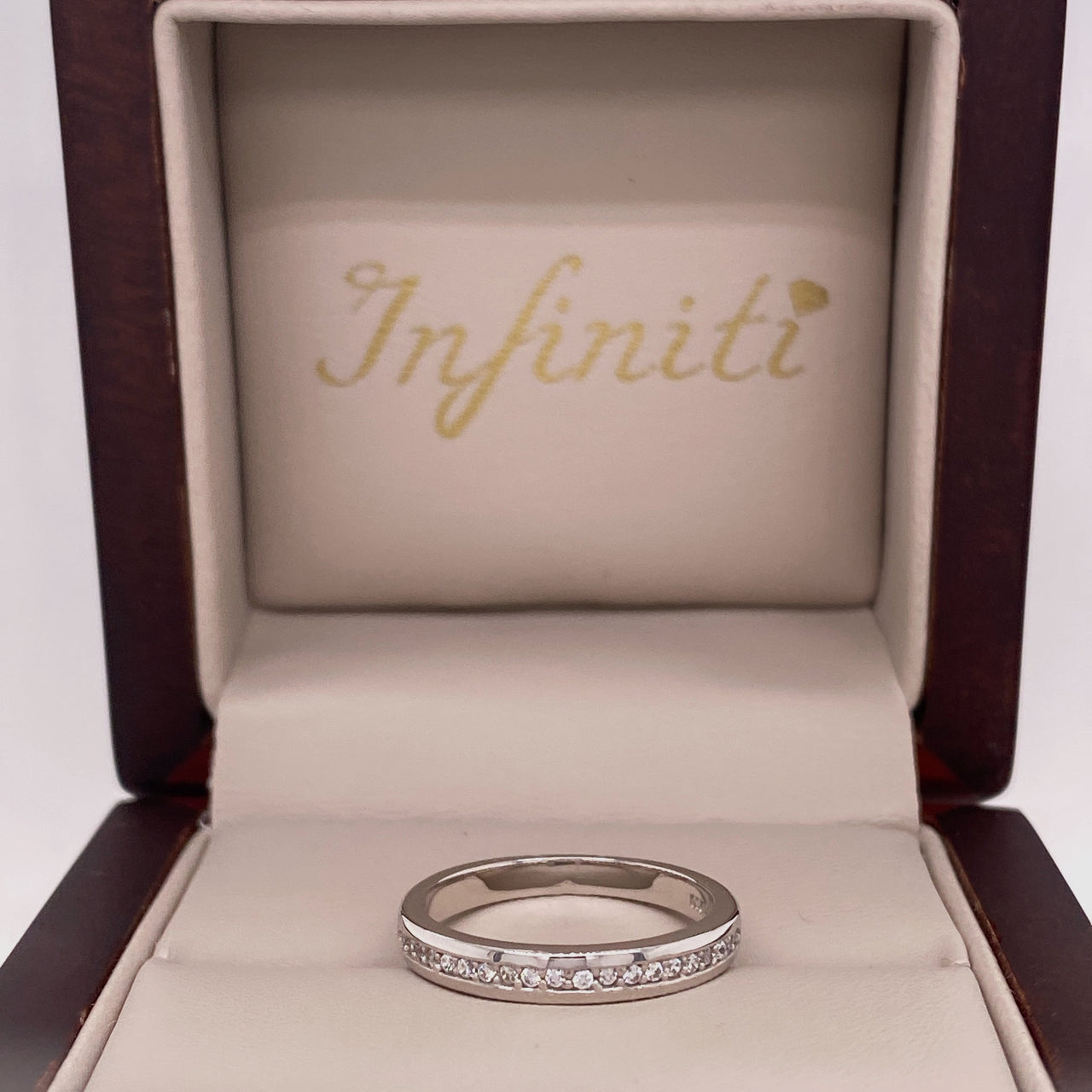 Churumbela Oro Blanco 14k, Estilo Canal Zirconia 1 mm - Infiniti Joyas