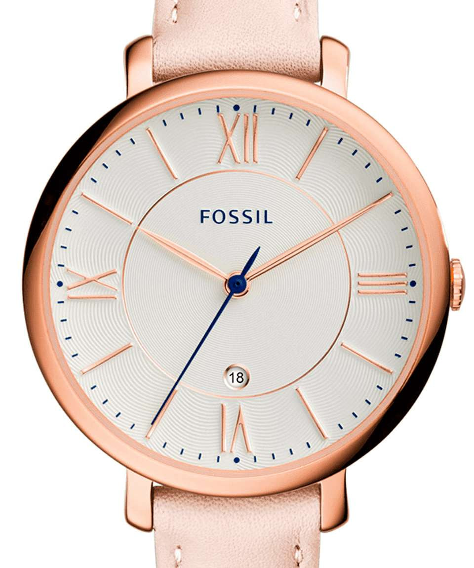 Jacqueline Fecha Blush Reloj de cuero - Infiniti Joyas